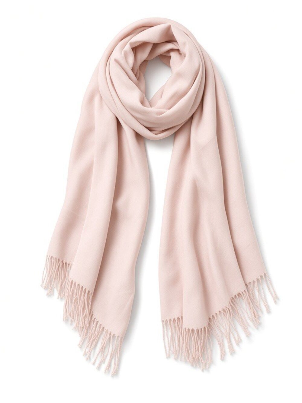 Indigo Pale Pink Acrylic Fringe Cozy Blanket Scarf Wrap Shawl
